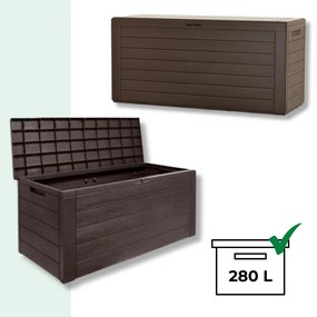 Prosperplast Pojemnik do przechowywania WOODEBOX, 280L, 120x46x57cm, ciemny brąz
