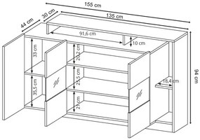 Komoda dąb craft złoty + antracyt - Santalo 3X