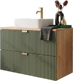 Ścienna szafka łazienkowa pod umywalkę szałwiowy + orzech C9-D05