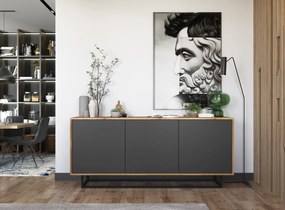 Komoda NILA 3D 168 dąb wotan/grafit mat MEBLE LINDNER