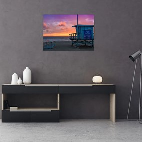 Obraz na szkle z plaży Santa Monica (70x50 cm)