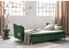 Zielona aksamitna rozkładana sofa 225 cm Charming Charlie – Miuform