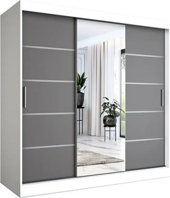 Szafa przesuwna 200 cm biały + antracyt F8-H39