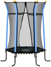 HOMCOM Trampolina dla dzieci, Ø163,5 cm, z siatką bezpieczeństwa, obicie, stal, do 50 kg, Czarny & Niebieski