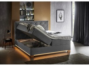 Szare łóżko boxspring ze schowkiem 180x200 cm Messina – Meise Möbel