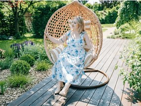 Jasnobrązowy fotel wiszący TROPIKAL ze stojakiem