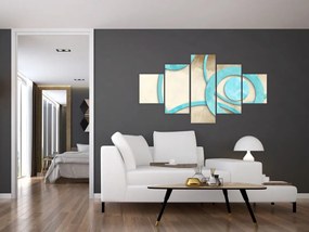 Obraz - Niebieskie koła na akwareli (125x70 cm)