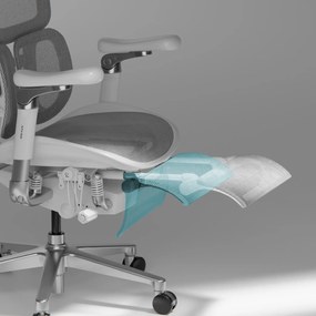 Ergonomiczny fotel z regulowanym podnóżkiem Brave V-Kinetic szary