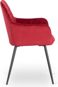 Krzesło Tapicerowane do Jadalni BRESSO Bordowe Welurowe Nowoczesne Loft