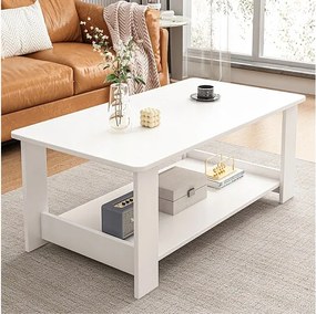 Ława stolik biały kawowy nowoczesny z półką salon pokój loft duży 100 cm