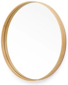 Lustro ścienne z ramą z drewna dębowego Wireworks Glance, ø 45 cm