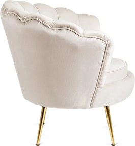 Fotel Wypoczynkowy do Salonu ANGEL Kremowy Muszelka Welurowy Nowoczesny