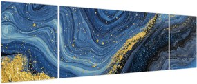Obraz - Niebiesko-złota abstrakcja (170x50 cm)