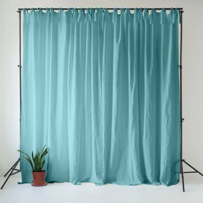 Turkusowa lniana zasłona 140x200 cm Coastal Blue – Linen Tales