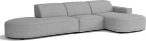 Narożnik modułowy CURSAL F prawostronny 364×166×70 cm  szary Raven 7 – zaokrąglone leżanki, wolnostojący
