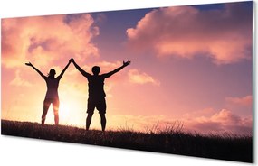 Szklany Panel Sylwetki Ludzi o Zachodzie