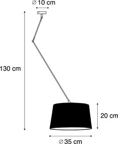 Stalowa lampa wisząca z białym abażurem lnianym 35 cm - Blitz