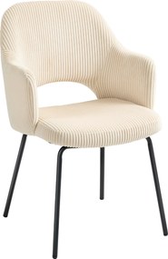 HOMCOM Krzesło Jadalniane, Obicie Aksamitne, Forma Muszli, Nogi Metalowe, Podkładki do Nóg, Beżowy