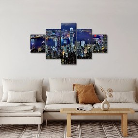 Obraz drapaczy chmur w nocy (125x70 cm)