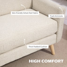 HOMCOM Sofa Dwuosobowa, Komfortowa, 134x71x82 cm, Beżowa