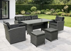 Zestaw mebli ogrodowych ze stołem Tasos 020 szary, poduszki szare
