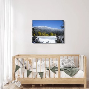Obraz na szkle - ośnieżone góry zimą (70x50 cm)