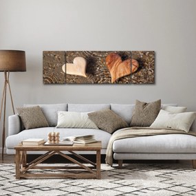 Obraz - Drewniane serca (170x50 cm)