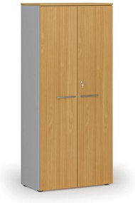 Szafa biurowa z drzwiami PRIMO GRAY, 800 x 420 x 1781 mm, szary/buk
