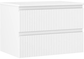 Mexen Rivel szafka łazienkowa podumywalkowa 70 cm z blatem, 2 szuflady, ryflowana , biała mat - 91A20-07047-2-BFFC01