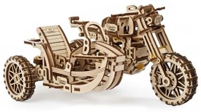 Ugears - 3D drewniane puzzle mechaniczne Motocykl scrambler z wózkiem