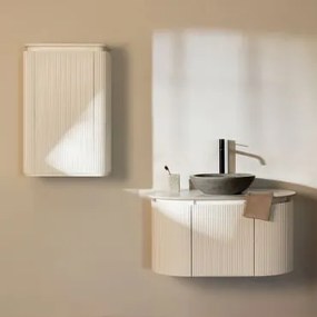Zestaw Mebli Łazienkowych Z Drewna Carsone Biała & Biała & Okrągły Szary Cement Ø40 Cm Tarsis & - Sklum