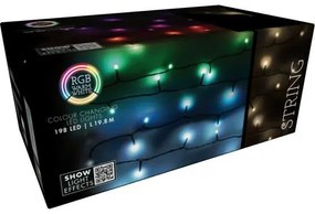 Świąteczny łańcuch LED RGB z pilotem 198 diod LED, kolorowy, 19,8 m