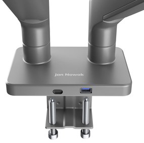 Metalowy uchwyt na dwa monitory JAKE, szary