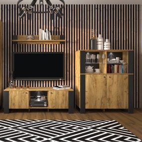 Komoda Dwudrzwiowa do Salonu ERISA 106 cm Dąb Craft/Złoty Loft