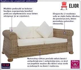Brązowa 2-osobowa sofa z rattanu - Asha