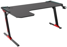 Biurko Gamingowe Komputerowe  LED "L" dla gracza Carbon 140x100