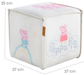 Biały aksamitny puf dziecięcy Peppa Pig – Roba