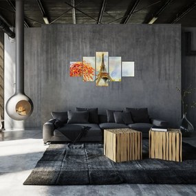Malowany obraz Wieży Eiffla (125x70 cm)