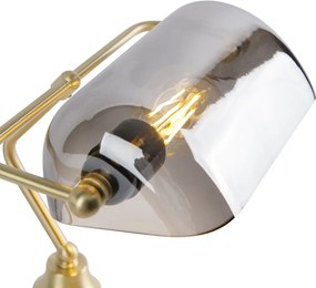 Klasyczna lampa notariusza złota z dymionym szkłem lustrzanym - Banker