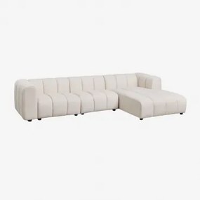 Sofa Modułowy Z Prawym Szezlongiem, 3-częściowy, Z Tkaniny Bouclé Eliot Bukla Kremowy Beż - Sklum