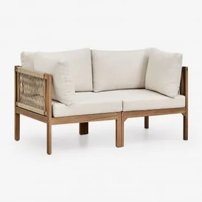 Sofa Modułowy 2-częściowy Z Podłokietnikami Z Drewna Akacjowego Branson Biały Gardenia – Brązowy Akacja - Sklum