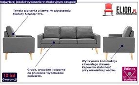 3-częsciowy jasnoszary zestaw wypoczynkowy z fotelem - Imex 3Q