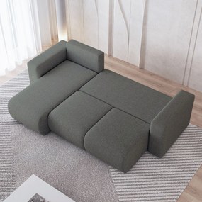 Masseno Narożnik RINOVA z funkcją spania i pojemnikiem na pościel Narozniki L, Rozkładana sofa - Szary, NEVE 90