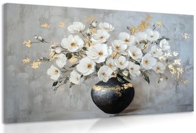 Obraz bukiet kwiatów w czarnej wazie