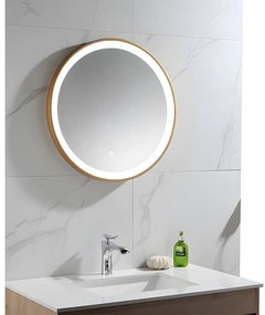 Okrągłe lustro łazienkowe z podświetleniem LED NUMEA złote - Dł. 60 x Wys. 60