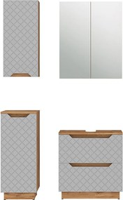 Zestaw mebli łazienkowych dąb/szary ze strukturą płytek 59.8x32x62.5 lotta
