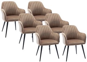 Zestaw 6 krzeseł z podłokietnikami z weluru i czarnego metalu - Beżowy - ELEANA