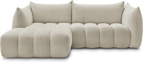 Beżowy narożnik z materiału bouclé (lewostronny/z szezlongiem) Azra – Bobochic Paris