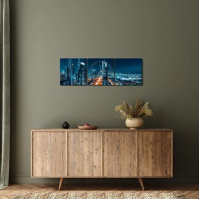 Obraz  - Noc w Dubaju (z zegarem) (90x30 cm)