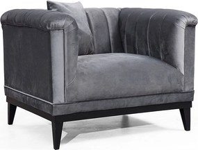 Nowoczesny fotel uszak – 105 x 79 x 89 cm – ciemnoszary – drewno bukowe